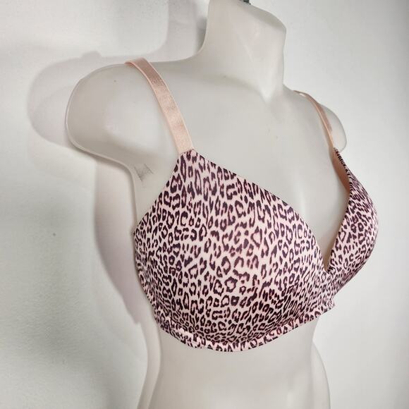 Victoria's Secret Padded No Wire Bra Size 34DDD Pink Leopard Print Push Up Sexy - Picture 15 of 15
